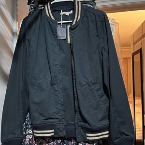 Mens size XS jcrew bomber. Navy blue, soft material